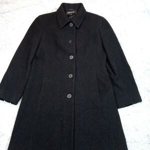 Vintage Jones‎ New York Womens Jacket 12 Black Wool Blend Coat Pockets Button Up
